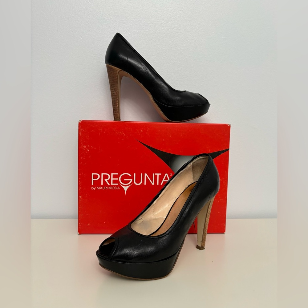 PREGUNTA  Luxury Women’s Black Peep Toe platform Pumps S: 8 Genuine Leather